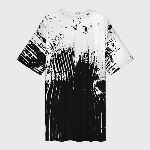 Женская длинная футболка Черно-белая абстракция гранж / 3D-принт – фото 2