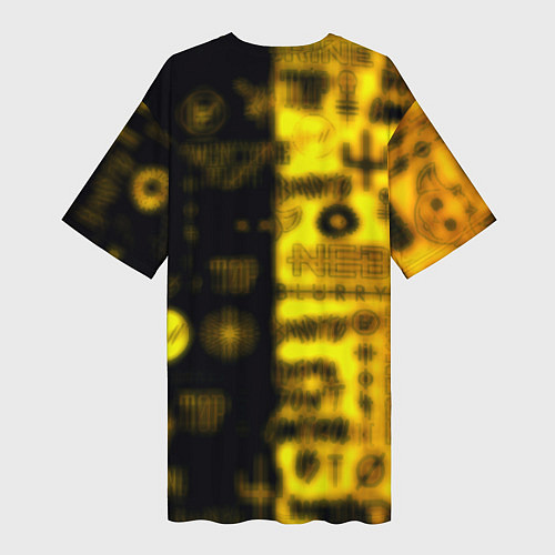 Женская длинная футболка Twenty one pilots yellow music / 3D-принт – фото 2