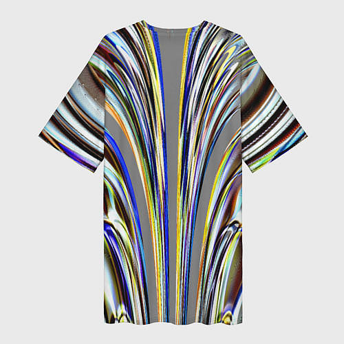 Женская длинная футболка Струйчатый перламутровый узор / 3D-принт – фото 2