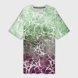 Женская длинная футболка Абстракция - spider web on purple-green background