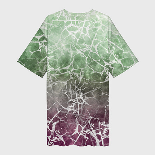 Женская длинная футболка Абстракция - spider web on purple-green background / 3D-принт – фото 2