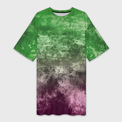 Женская длинная футболка Абстракция - Фиолетово-зеленый бардак