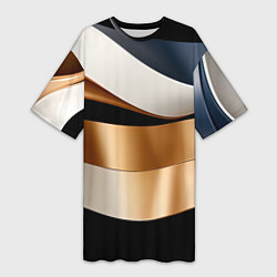 Женская длинная футболка Золотистые вставки абстракции