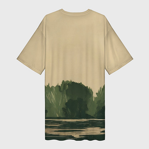 Женская длинная футболка Незнакомец в зелёном балахоне / 3D-принт – фото 2