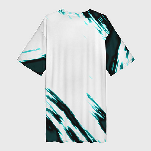 Женская длинная футболка Cyberpunk2077 stripes / 3D-принт – фото 2