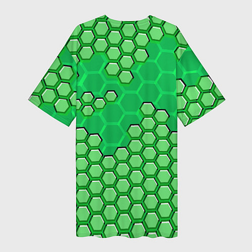 Женская длинная футболка Зелёная энерго-броня из шестиугольников / 3D-принт – фото 2