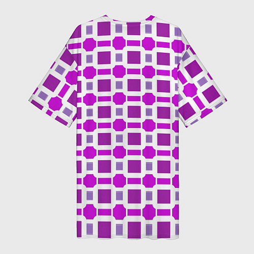 Женская длинная футболка Фиолетовые кирпичики и белые полосы / 3D-принт – фото 2