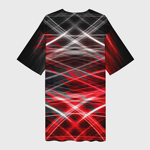 Женская длинная футболка Красный лазер линии / 3D-принт – фото 2