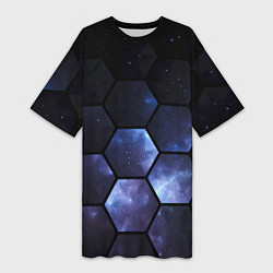 Женская длинная футболка Космические соты - геометрия