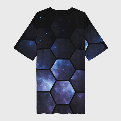 Женская длинная футболка Космические соты - геометрия / 3D-принт – фото 2