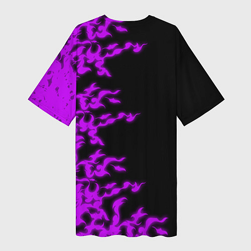 Женская длинная футболка Маки Зенин и фиолетовый огонь - Магическая битва / 3D-принт – фото 2