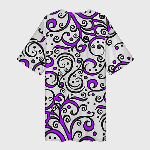 Женская длинная футболка Фиолетовые кружевные узоры / 3D-принт – фото 2