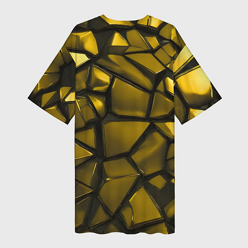 Женская длинная футболка Золотые хромированные осколки / 3D-принт – фото 2