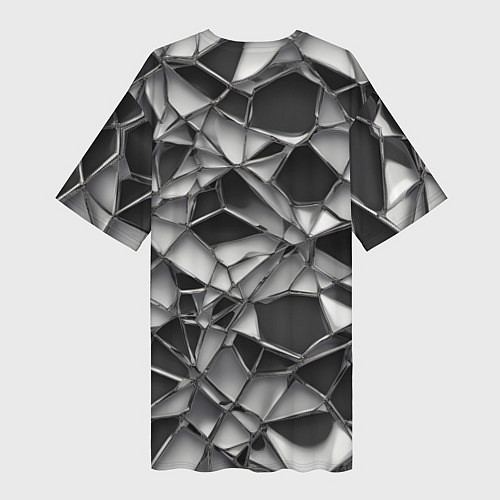 Женская длинная футболка Чёрно-белая сетка / 3D-принт – фото 2