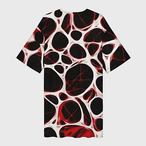 Женская длинная футболка Красная морская волна / 3D-принт – фото 2