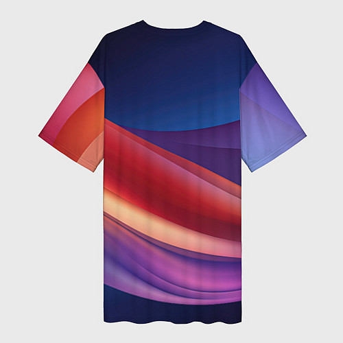 Женская длинная футболка Абстрактные синие волны / 3D-принт – фото 2