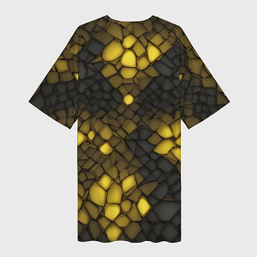 Женская длинная футболка Жёлтый трескающийся камень / 3D-принт – фото 2