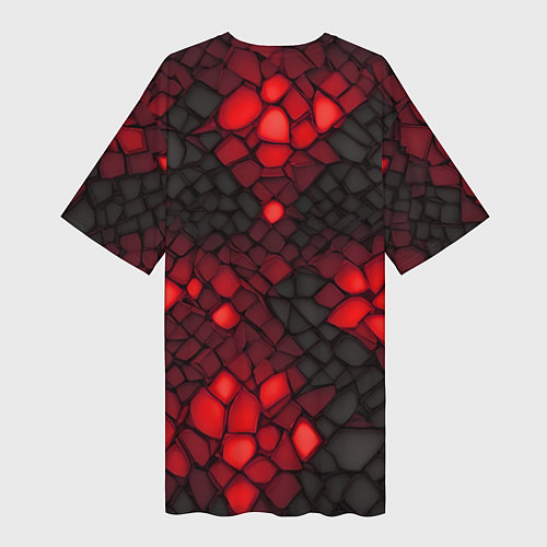 Женская длинная футболка Красный трескающийся камень / 3D-принт – фото 2
