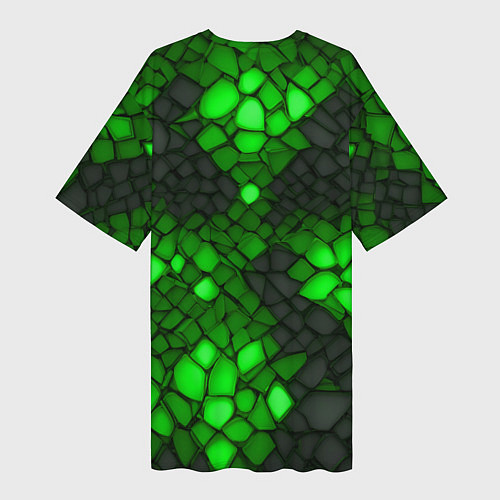 Женская длинная футболка Зелёный трескающийся камень / 3D-принт – фото 2