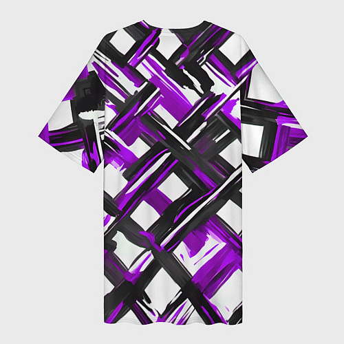 Женская длинная футболка Фиолетовые и чёрные мазки / 3D-принт – фото 2