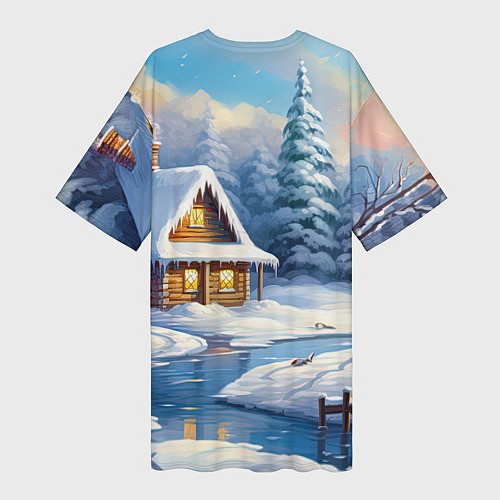 Женская длинная футболка Крошечный дракон зимы 2024 / 3D-принт – фото 2