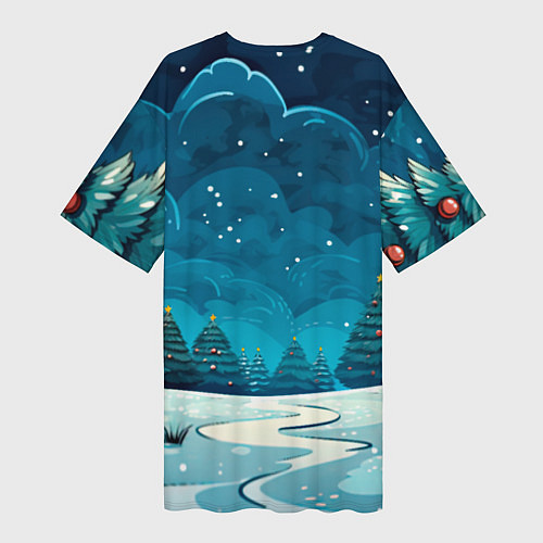 Женская длинная футболка Маленький пушистый дракошка / 3D-принт – фото 2