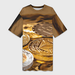 Женская длинная футболка Виртуальные монеты