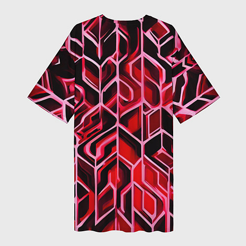 Женская длинная футболка Красный узор / 3D-принт – фото 2