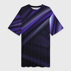 Футболка женская длинная Черный фиолетовый фон с абстракцией, цвет: 3D-принт