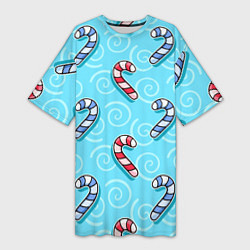 Женская длинная футболка Новогодний леденец трость