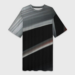 Женская длинная футболка Black grey abstract