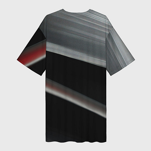 Женская длинная футболка Black grey abstract / 3D-принт – фото 2