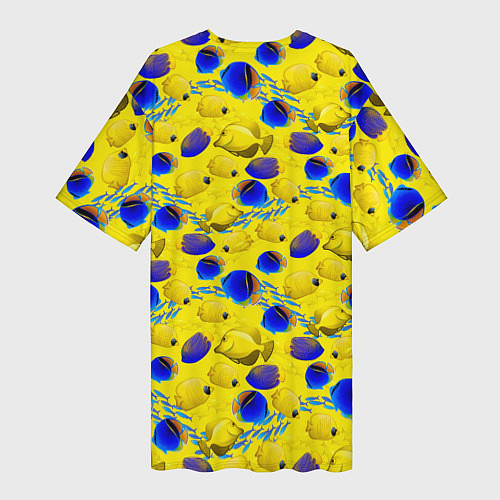 Женская длинная футболка Разноцветные тропические рыбы / 3D-принт – фото 2