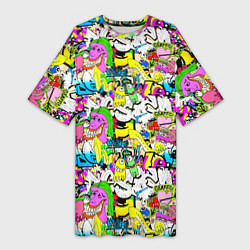 Женская длинная футболка Цветное граффити