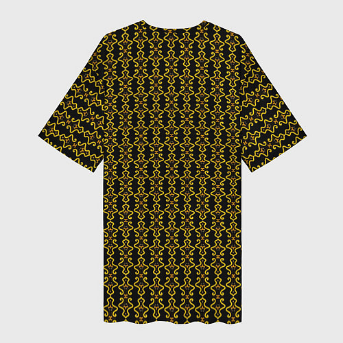 Женская длинная футболка Узоры чёрно-золотой паттерн / 3D-принт – фото 2