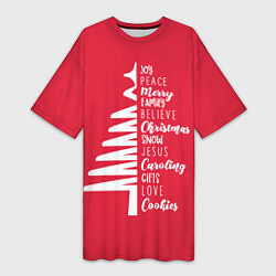 Женская длинная футболка Christmas tree is happiness