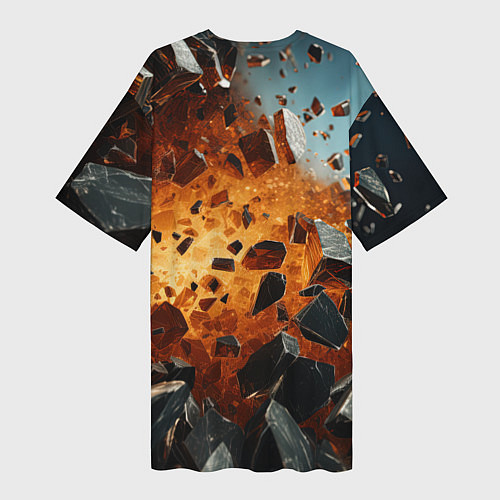 Женская длинная футболка Большой взрыв камней / 3D-принт – фото 2