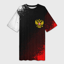 Женская длинная футболка Герб РФ краски империи