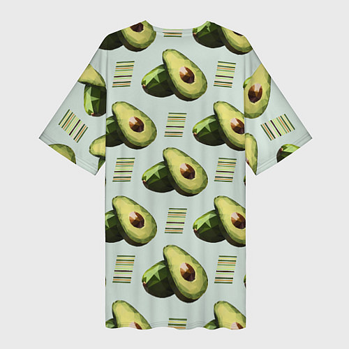 Женская длинная футболка Авокадо и полосы / 3D-принт – фото 2