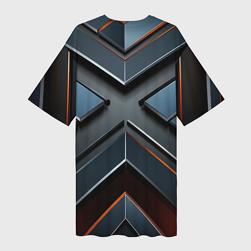 Женская длинная футболка Темная объемная геометрия / 3D-принт – фото 2