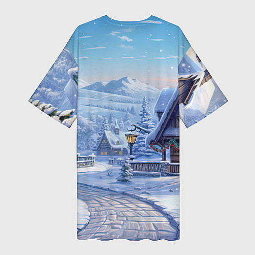 Женская длинная футболка Статуя синего дракона 2024 / 3D-принт – фото 2