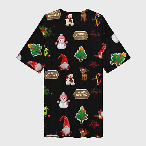 Женская длинная футболка Много новогодних игрушек / 3D-принт – фото 2