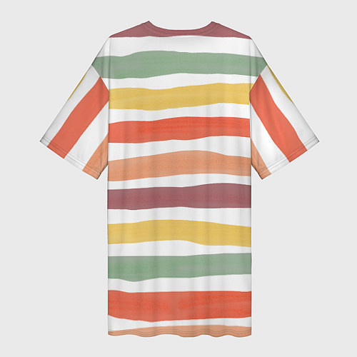 Женская длинная футболка Разноцветные полосы от руки / 3D-принт – фото 2