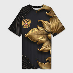 Футболка женская длинная Золотой герб России, цвет: 3D-принт