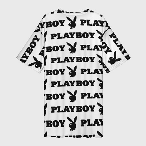 Женская длинная футболка Playboy rabbit / 3D-принт – фото 2