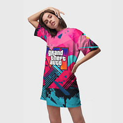 Футболка женская длинная Gta 6 abstract logo style, цвет: 3D-принт — фото 2
