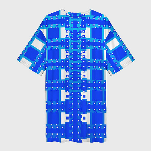 Женская длинная футболка Синие и белые квадраты / 3D-принт – фото 2