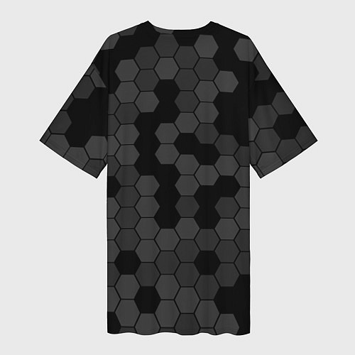 Женская длинная футболка Камуфляж гексагон черный / 3D-принт – фото 2