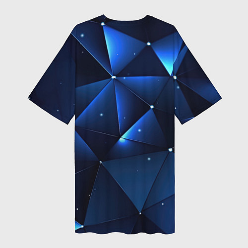 Женская длинная футболка Синяя геометрическая абстракция / 3D-принт – фото 2
