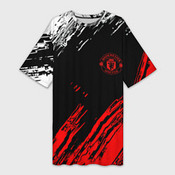 Женская длинная футболка ФК Манчестер Юнайтед спортивные краски